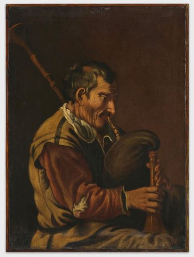 Scuola lombarda del XVIII secolo, Suonatore di cornamusa, olio su tela