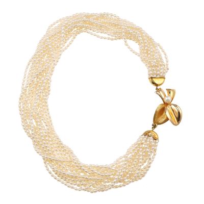 Girocollo multifilo in oro giallo 750/1000 con perle di fiume