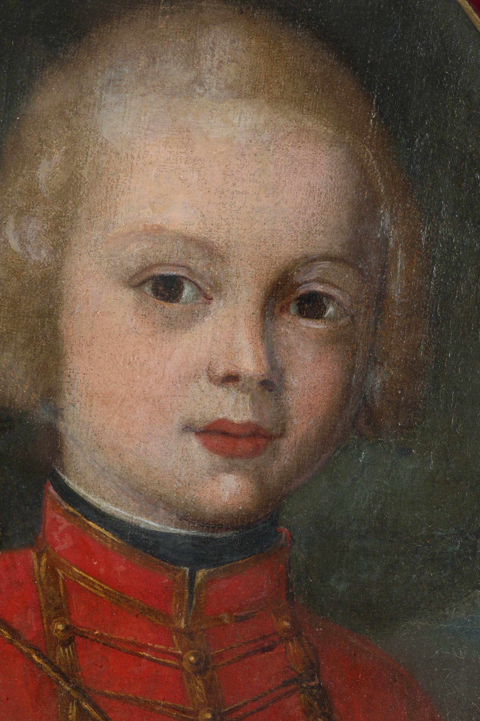 Scuola austriaca del XVIII secolo, Ritratto di giovane principe, tela applicata su cartone ovale