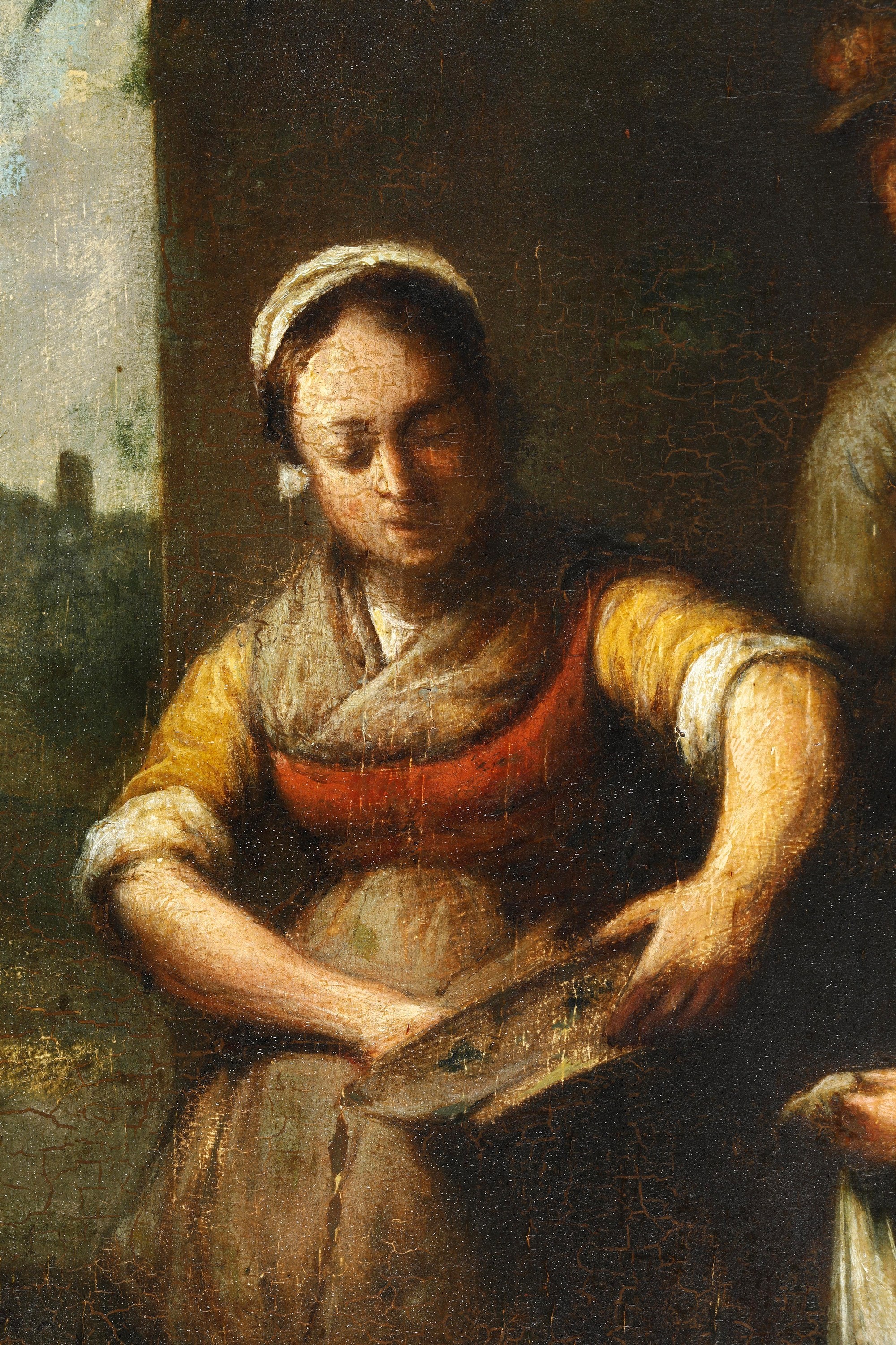 Scuola fiamminga del XVIII secolo, Scena di genere, olio su tavola