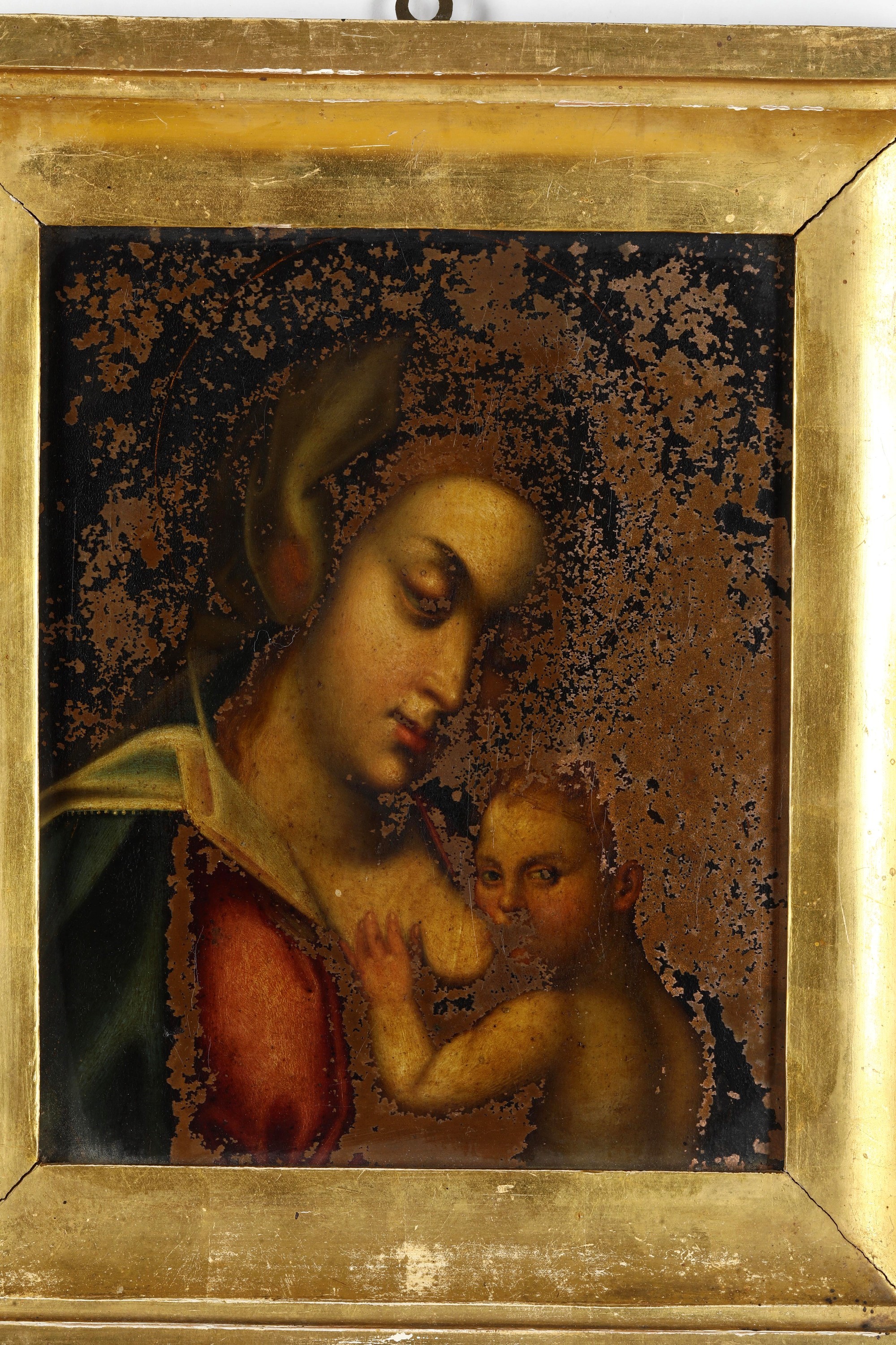 Scuola del XVII-XVIII secolo, Madonna con Bambino, olio su rame