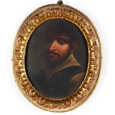 Scuola lombarda del XVIII secolo, Ritratto virile, olio su tavoletta ovale