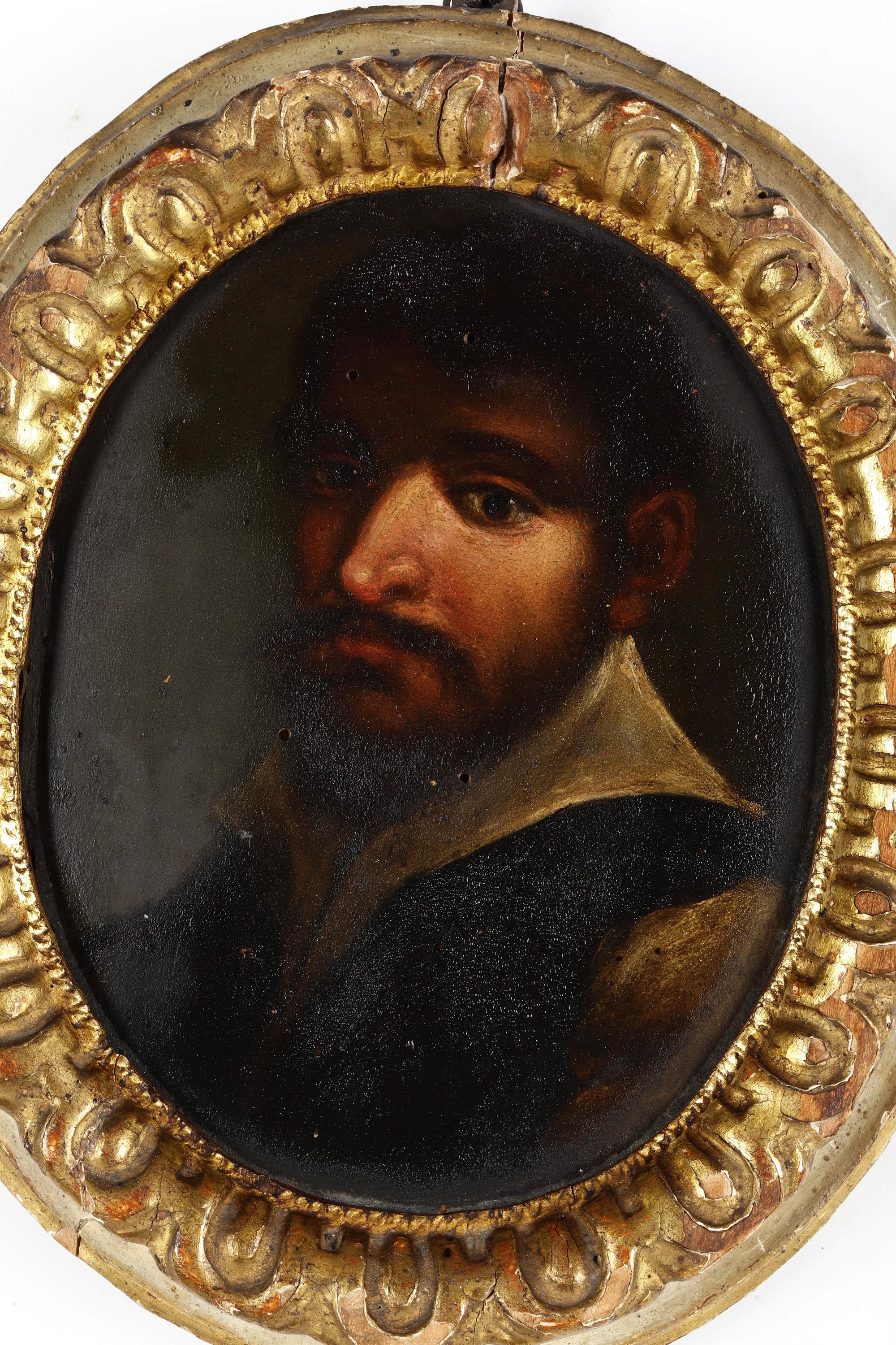 Scuola lombarda del XVIII secolo, Ritratto virile, olio su tavoletta ovale