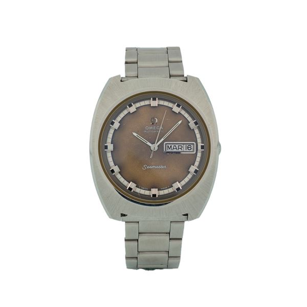 Seamaster ref. ST 166.111 in acciaio, quadrante marrone soleil con datario al tre, carica automatica, 38,5 mm, con scatola e garanzia