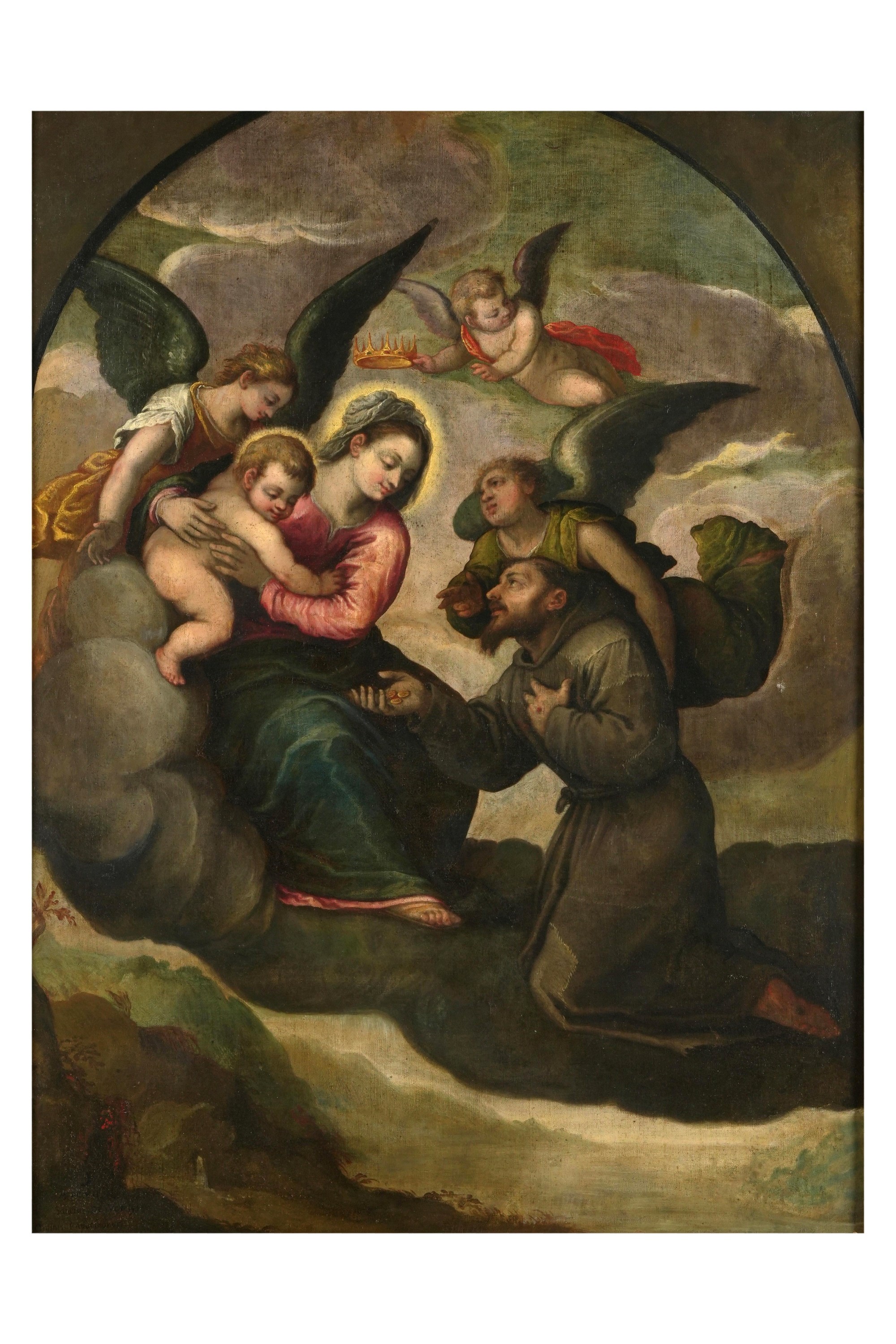 Scuola del XVI secolo Apparizione della Vergine a San Francesco