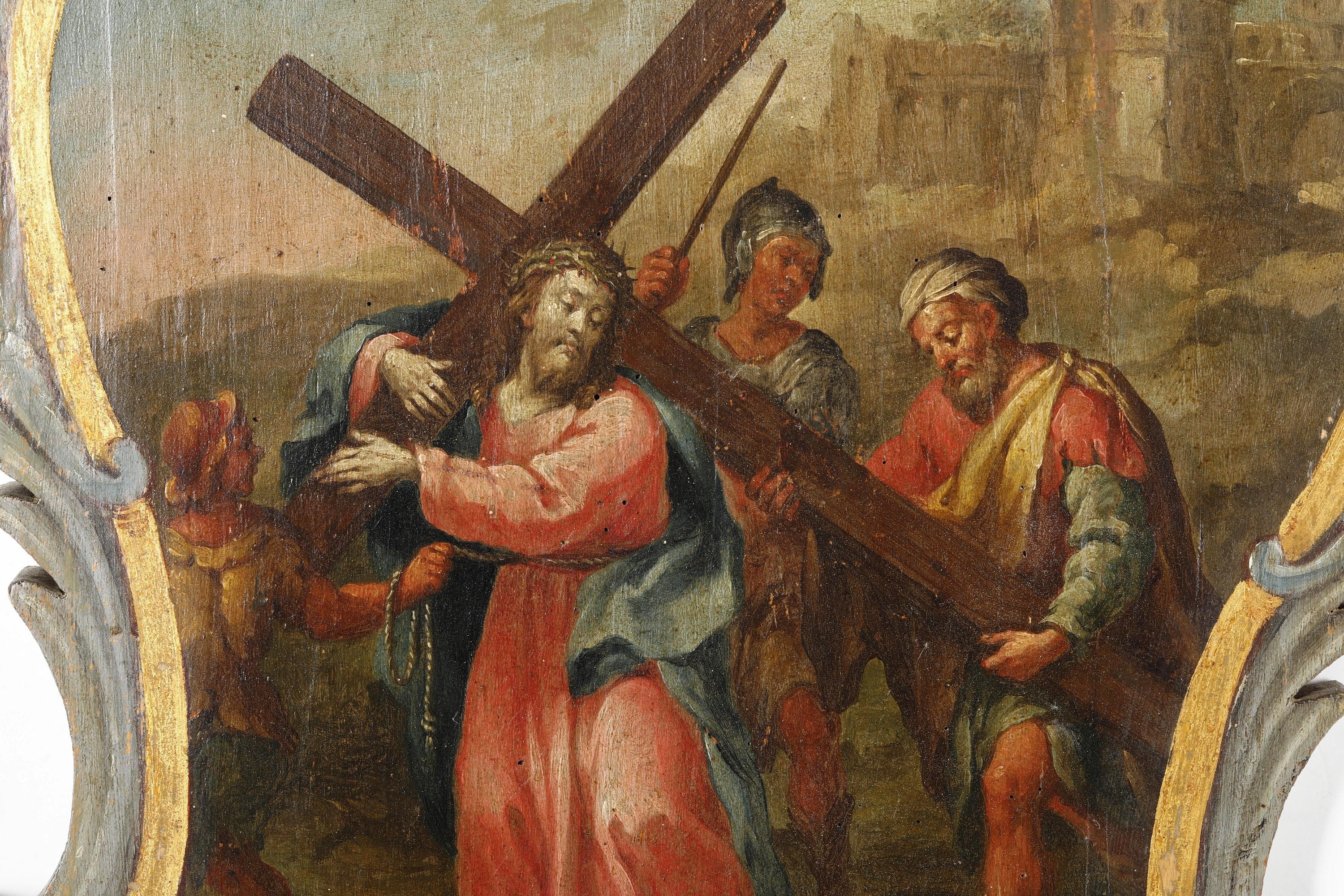 Giovanni Angelo Borroni - Episodi della Via Crucis, olio su tavola sagomata