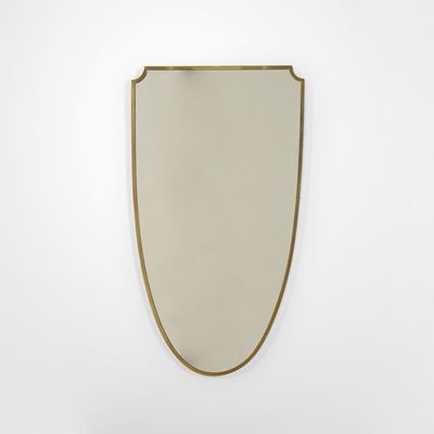 Specchiera italiana, cornice in ottone con cristallo specchiato, produzione ca. 1950