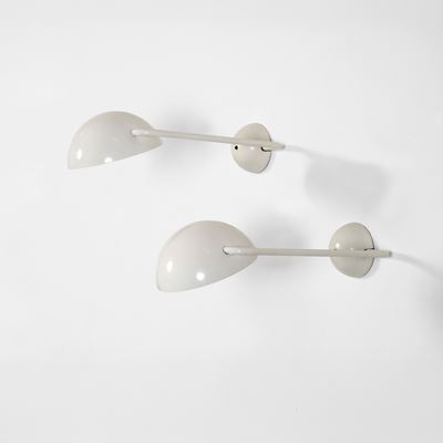 Due lampade da parete mod. Bikini, metallo laccato, 1970 circa