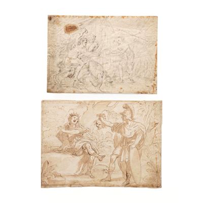 Due disegni, soggetti mitologici, matita e penna su carta