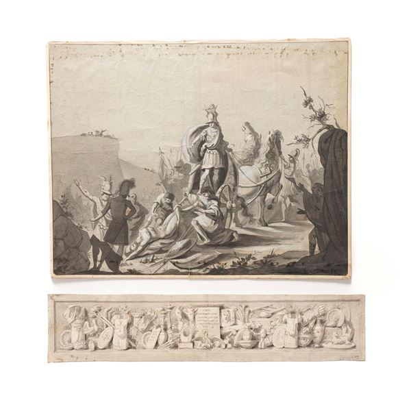 Due disegni con soggetti classici. XVIII-XIX secolo
