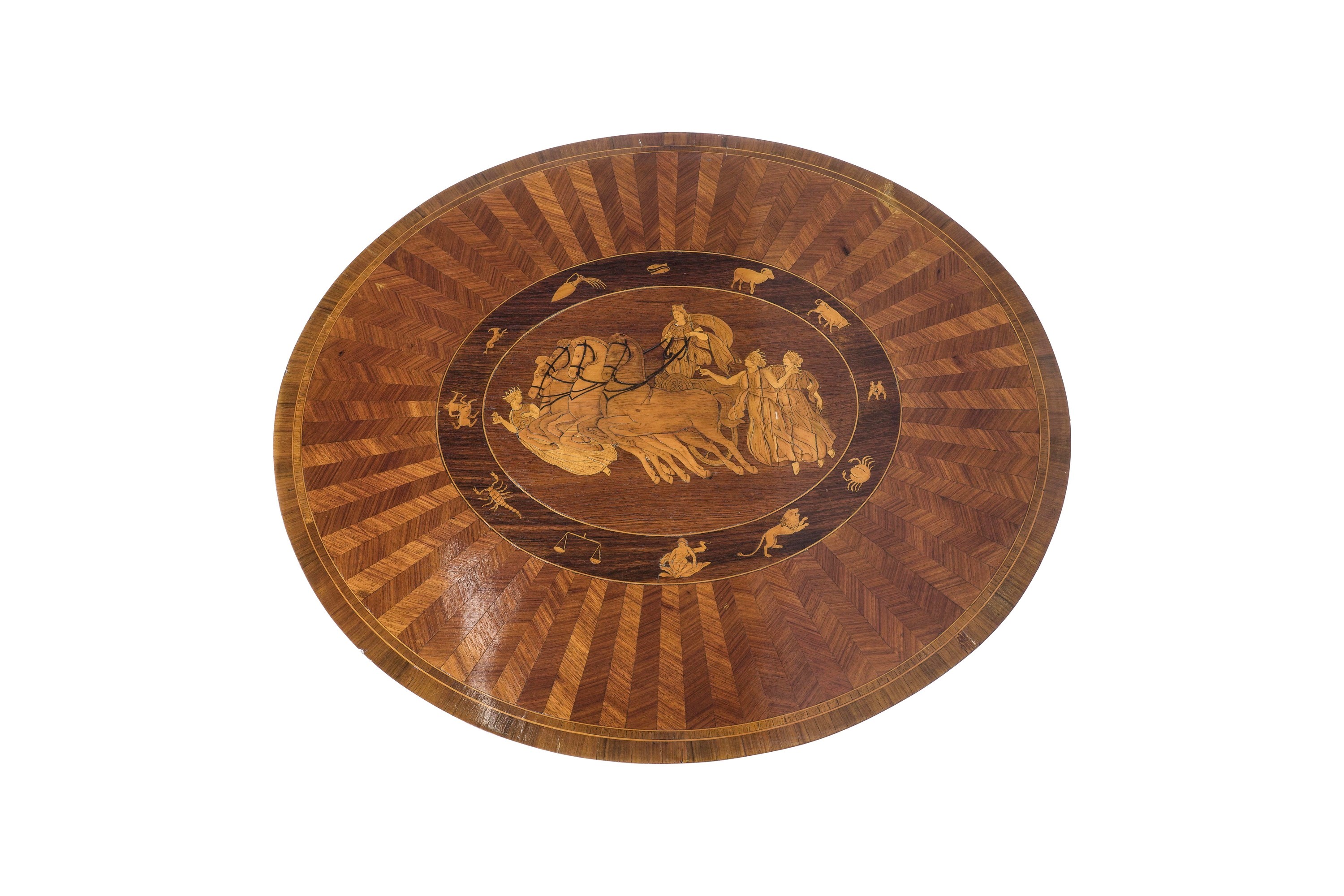 Tavolino lastronato e intarsiato, XIX-XX secolo, dimensioni 76x67x80 cm