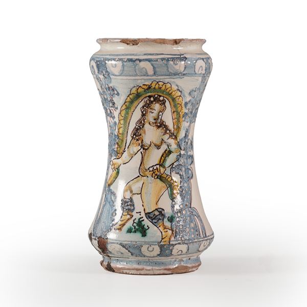 Albarello in maiolica invetriata. XIX-XX secolo