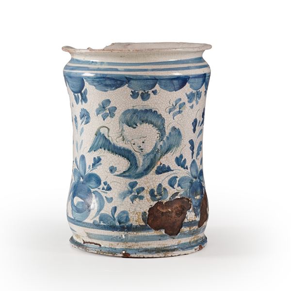 Grande albarello in maiolica invetriata. Napoli