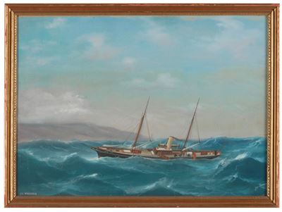 Ritratto di Stam Yacht in navigazione, gouache su carta