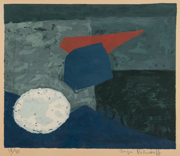 Composition in blue, green and grey