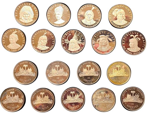 HAITI, 1970 - 1971. Lotto di nove monete commemorative in argento soggetti vari.