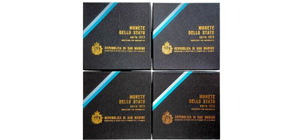 San Marino 1973. 4 divisionali Fior di Conio con altrettante monete d’argento.