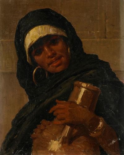 Volto di donna, olio su tela