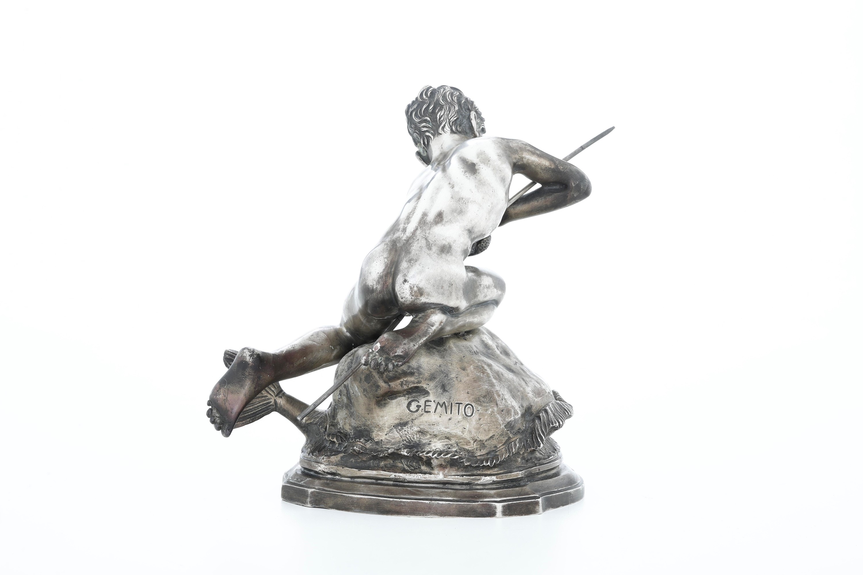 Vincenzo Gemito, Pescatorello con delfino, argento fuso (argenteria artistica italiana, Napoli ?)...