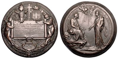 Pio XI (Achille Ratti), Medaglia di massimo modulo in bronzo, 1929, Concordato tra Stato Italiano...