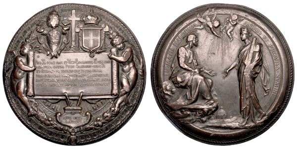 VATICANO. PIO XI (Achille Ratti), 1922-1939. Medaglia di massimo modulo in bronzo 1929. Concordato tra lo Stato Italiano e lo Stato del Vaticano. Patti Lateranensi.
