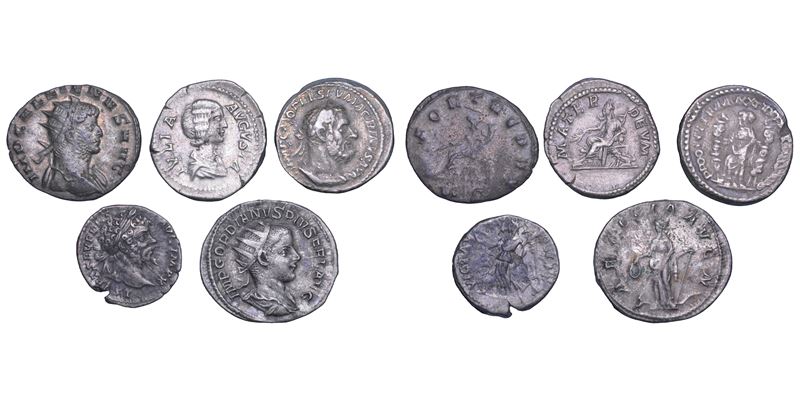 IMPERO ROMANO. Lotto di cinque monete.  - Asta Numismatica - Cambi Casa d'Aste