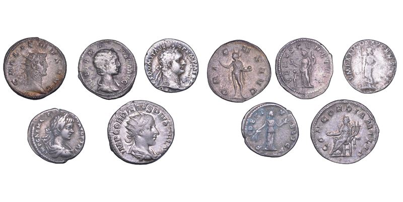 IMPERO ROMANO. Lotto di cinque monete.  - Asta Numismatica - Cambi Casa d'Aste