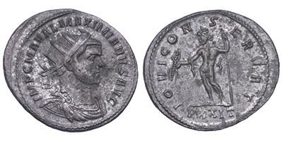 Massimiano Erculeo, Antoniniano 288 d.C., busto radiato e corazzato — rovescio con Giove stante (...