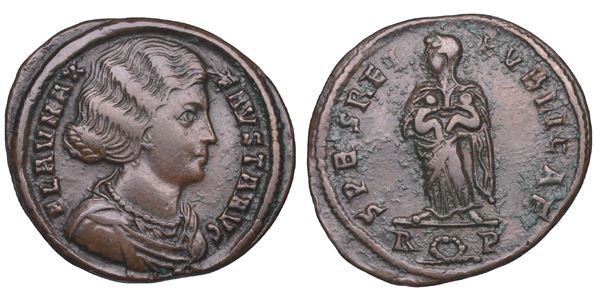 SHIPPING ONLY IN ITALY. FAUSTA (moglie di Costantino), 307-326. Follis ridotto, 326. Roma.