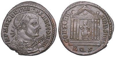 Aquil(eia), MASSENZIO (307–310), Follis in bronzo
