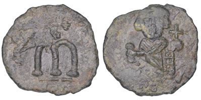 Leonzio, 695-698. Follis in bronzo, Siracusa, g. 3,94, Diam. mm. 22,20