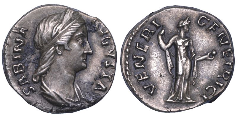 SHIPPING ONLY IN ITALY. SABINA (moglie di Adriano), 117-136. Denario.  - Auction Light Numismatics - Cambi Casa d'Aste