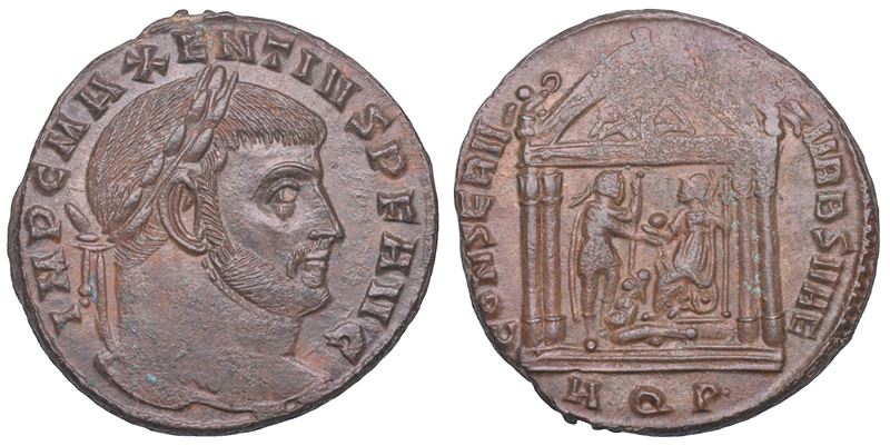 SHIPPING ONLY IN ITALY. MASSENZIO, 306-312. Follis, 307. Aquileia.  - Auction Light Numismatics - Cambi Casa d'Aste