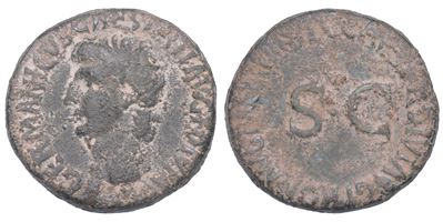 Caligola, Asse romano (37-41 d.C.), testa a sinistra su R/ S C nel campo, bronzo