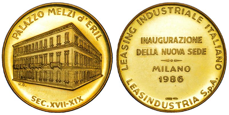 VARIE - REPUBBLICA ITALIANA. LEASINGINDUSTRIA S.P.A. Medaglia in oro 1986.  - Asta Numismatica - Cambi Casa d'Aste