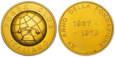 Medaglia in oro, Repubblica Italiana, Forex Club Italiano, 1972