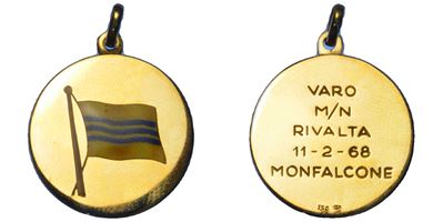 Medaglia in oro, Repubblica Italiana, Varo M/N Rivalta, 1968