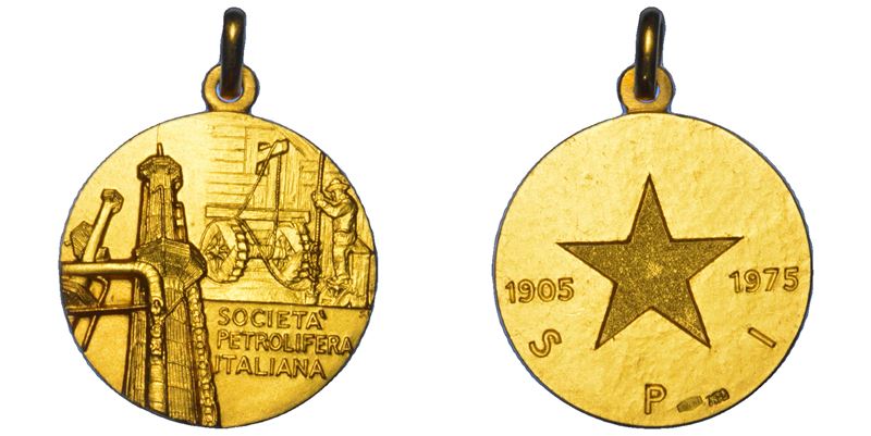 VARIE - REPUBBLICA ITALIANA. SOCIETA’ PETROLIFERA ITALIANA. Medaglia in oro 1905-1975.  - Asta Numismatica - Cambi Casa d'Aste