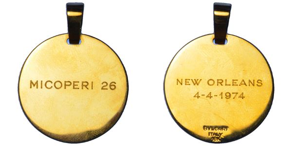 VARIE - REPUBBLICA ITALIANA. MICOPERI 26. Medaglia in oro 4/4/1974. New Orleans.