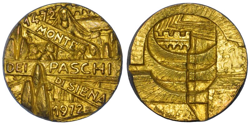 VARIE - REPUBBLICA ITALIANA. MONTE DEI PASCHI DI SIENA. Medaglia in oro 1472-1972.  - Auction Numismatics - Cambi Casa d'Aste
