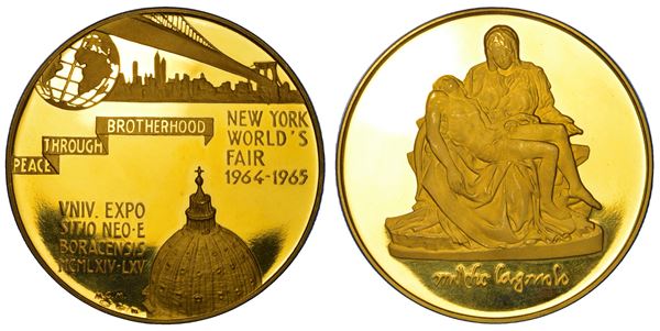 VARIE - REPUBBLICA ITALIANA. NEW YORK’S WORLD FAIR. Medaglia in oro 1964-1965.