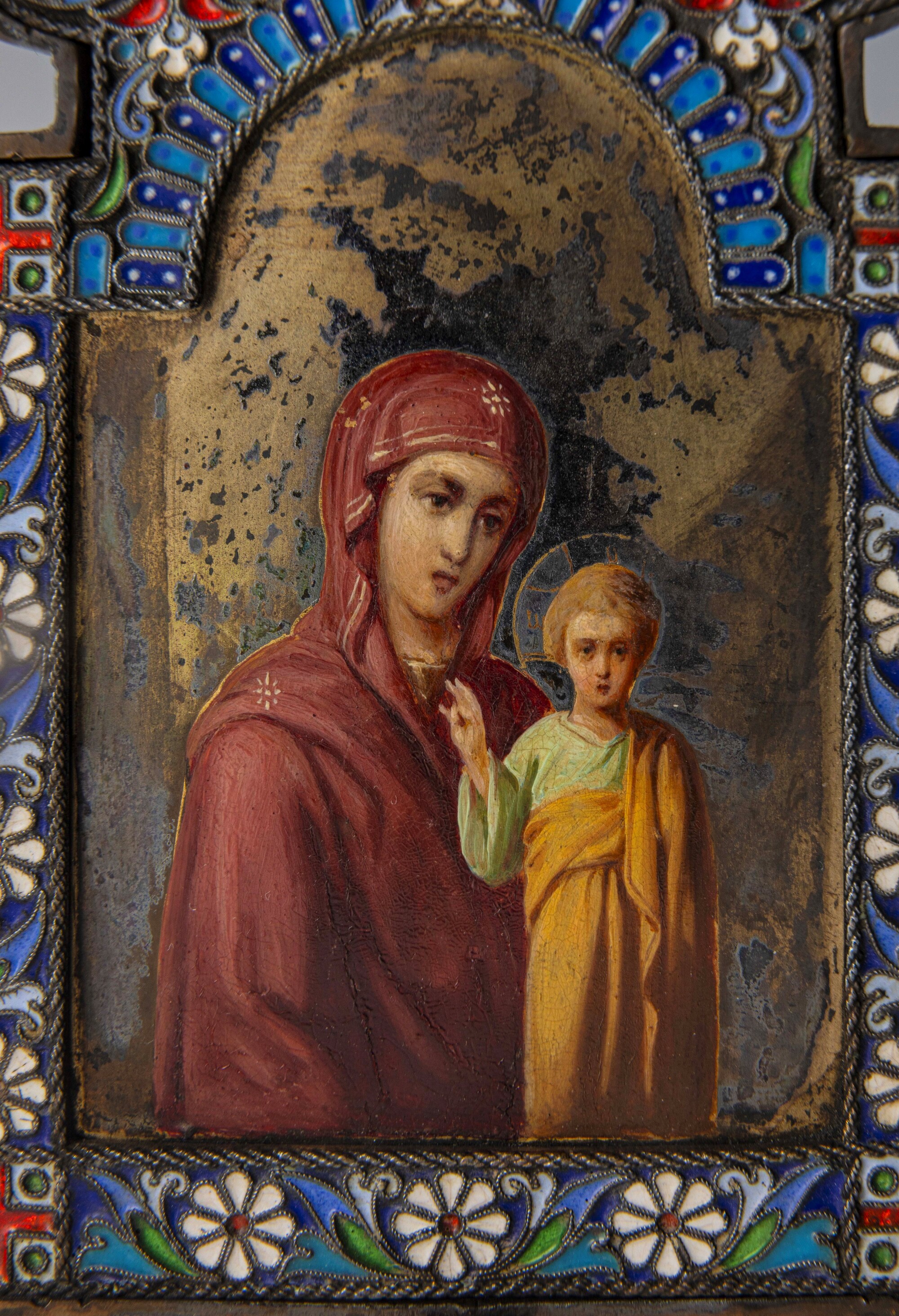 Icona da viaggio. Mosca, fine del XIX secolo. Maestro argentiere Ovchinnikov