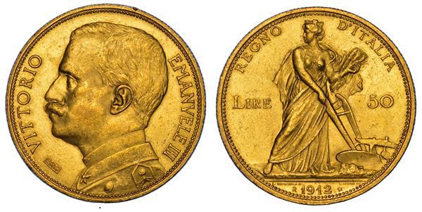REGNO D'ITALIA. VITTORIO EMANUELE III DI SAVOIA, 1900-1946. 50 Lire 1912. Aratrice.
