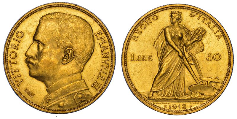 REGNO D'ITALIA. VITTORIO EMANUELE III DI SAVOIA, 1900-1946. 50 Lire 1912. Aratrice.  - Auction Numismatics - Cambi Casa d'Aste