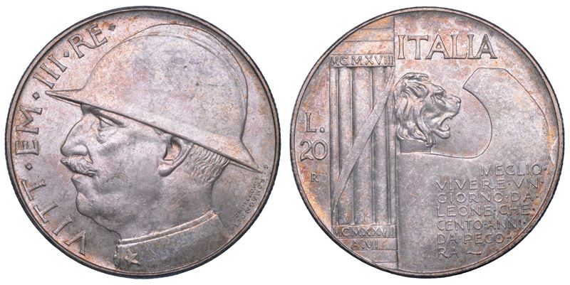 REGNO D'ITALIA. VITTORIO EMANUELE III DI SAVOIA, 1900-1946. 20 Lire 1928/A. VI. Elmetto.  - Asta Numismatica - Cambi Casa d'Aste