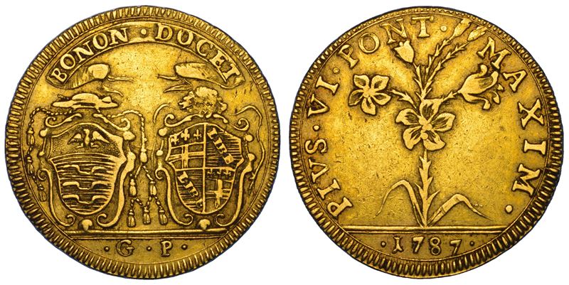 STATO PONTIFICIO. PIO VI, 1775-1799. Da 2 Doppie romane 1787. Bologna.  - Asta Numismatica - Cambi Casa d'Aste