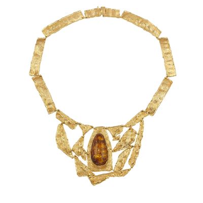 Pennati, Girocollo in oro giallo 750/1000 con ambra sintetica