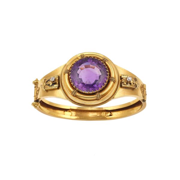 Amethyst and gold bangle