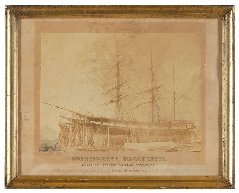 Foto d’epoca del Clipper Regina Margherita 1869  - Asta Strumenti Scientifici e Arte Marinara - Cambi Casa d'Aste