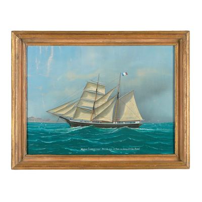 Ritratto del brigantino Marie Clementine, gouache su carta